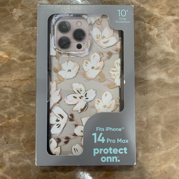 Onn Other - NWT Onn Floral phone Case for iPhone 14 Pro Max - Cream with gold details